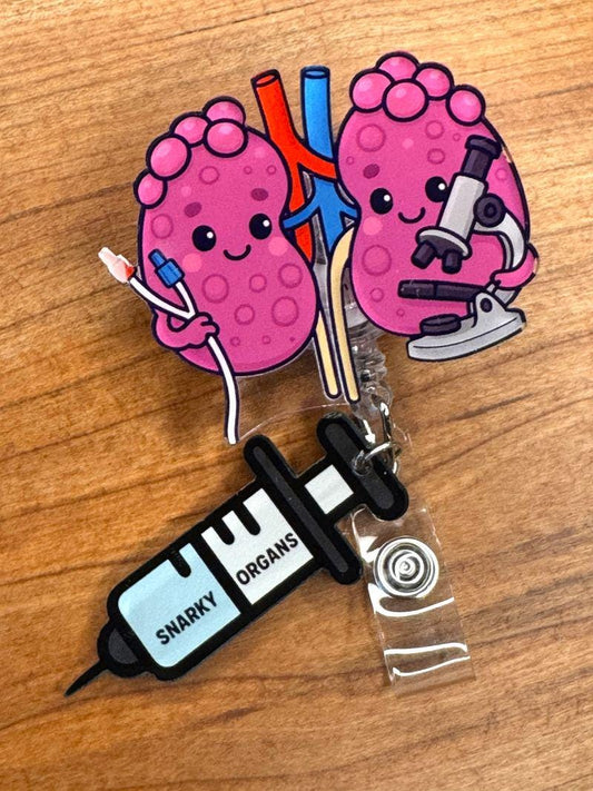 Kidney Nephrology Badge Reel - Retractable Nephrology ID Holder