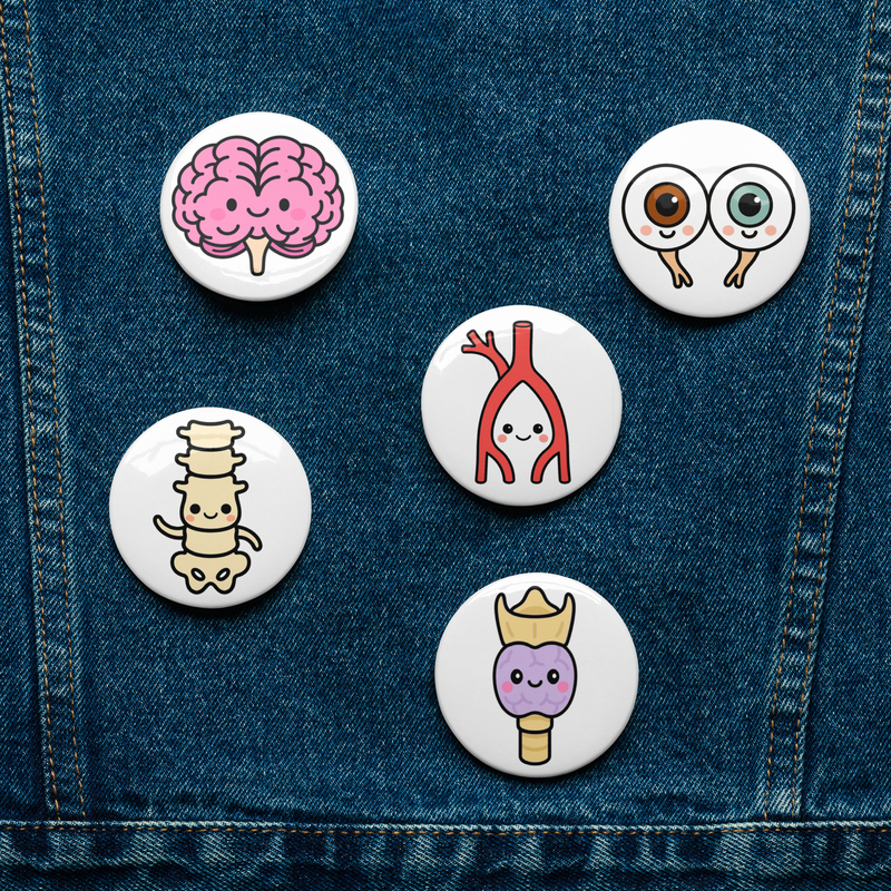 Healthcare Worker Organ Pin Button close-up