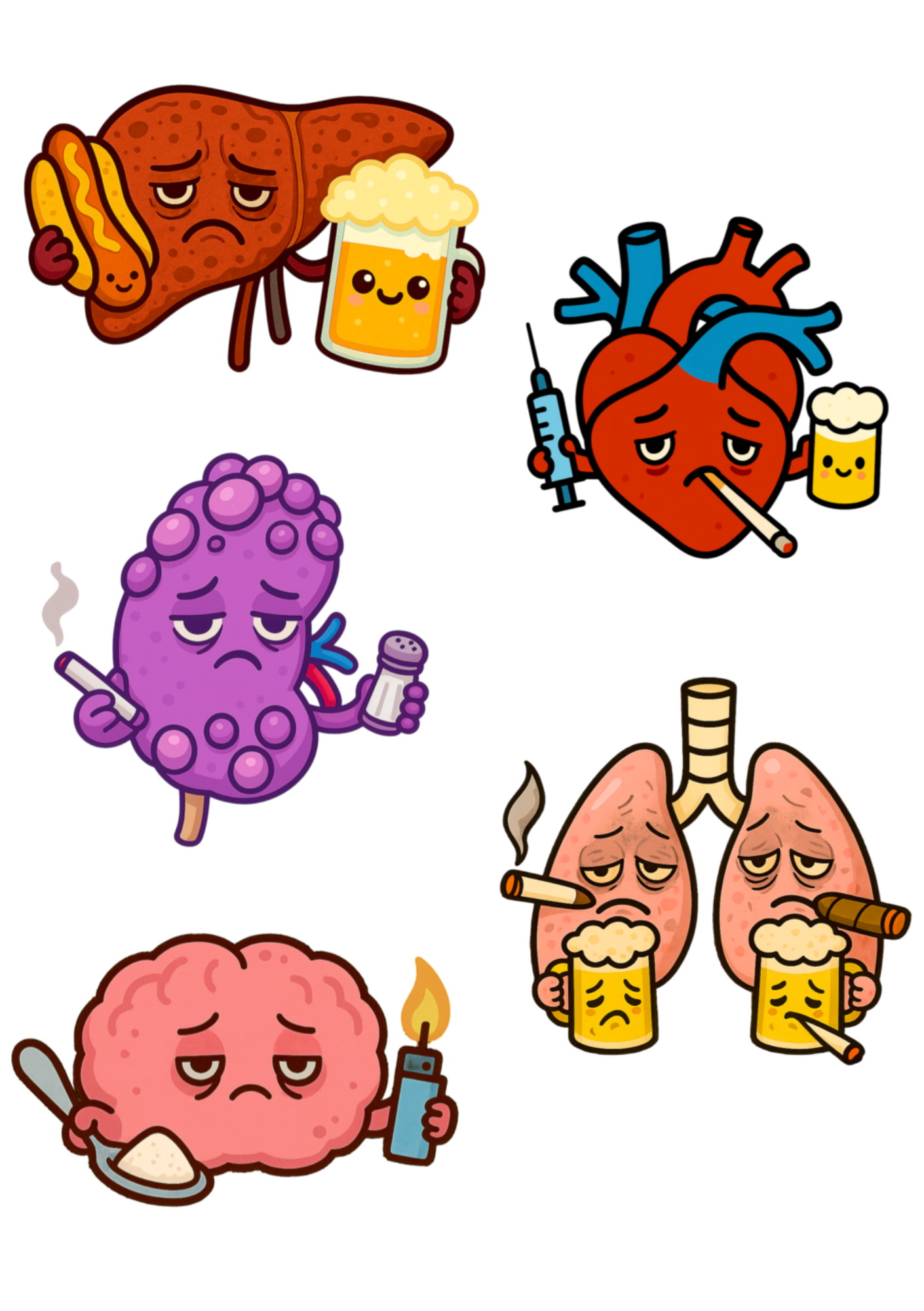 Funny Sticker Sheets, Sticker Sheet — Snarky Organs multi-design medical stickers