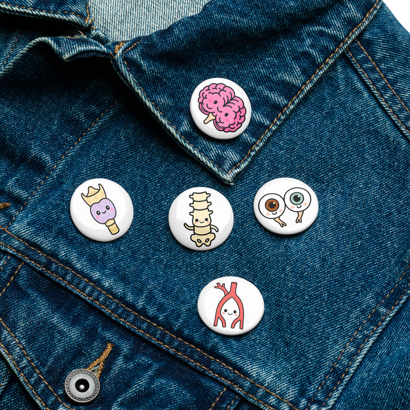 Brain Pin Button close-up