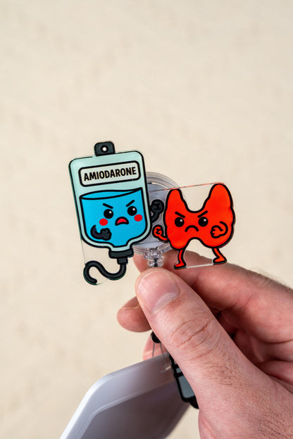 Amiodarone vs Thyroid Badge Reel - Retractable Pharmacy ID Holder