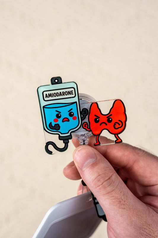 Amiodarone vs Thyroid Badge Reel - Retractable Pharmacy ID Holder