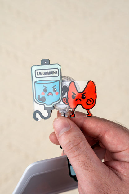 Amiodarone vs Thyroid Badge Reel - Retractable Pharmacy ID Holder