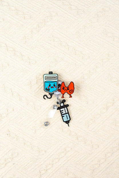 Amiodarone vs Thyroid Badge Reel - Retractable Pharmacy ID Holder