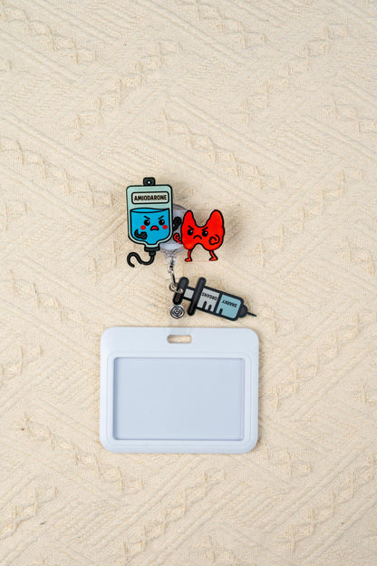 Amiodarone vs Thyroid Badge Reel - Retractable Pharmacy ID Holder