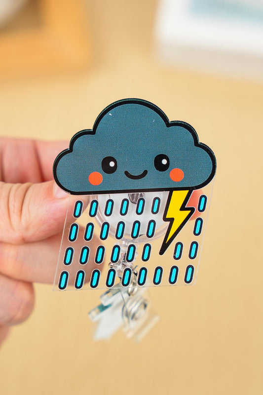 Black Cloud Badge Reel - Retractable Night Shift ID Holder