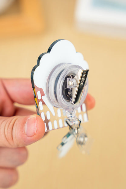Black Cloud Badge Reel - Retractable Night Shift ID Holder