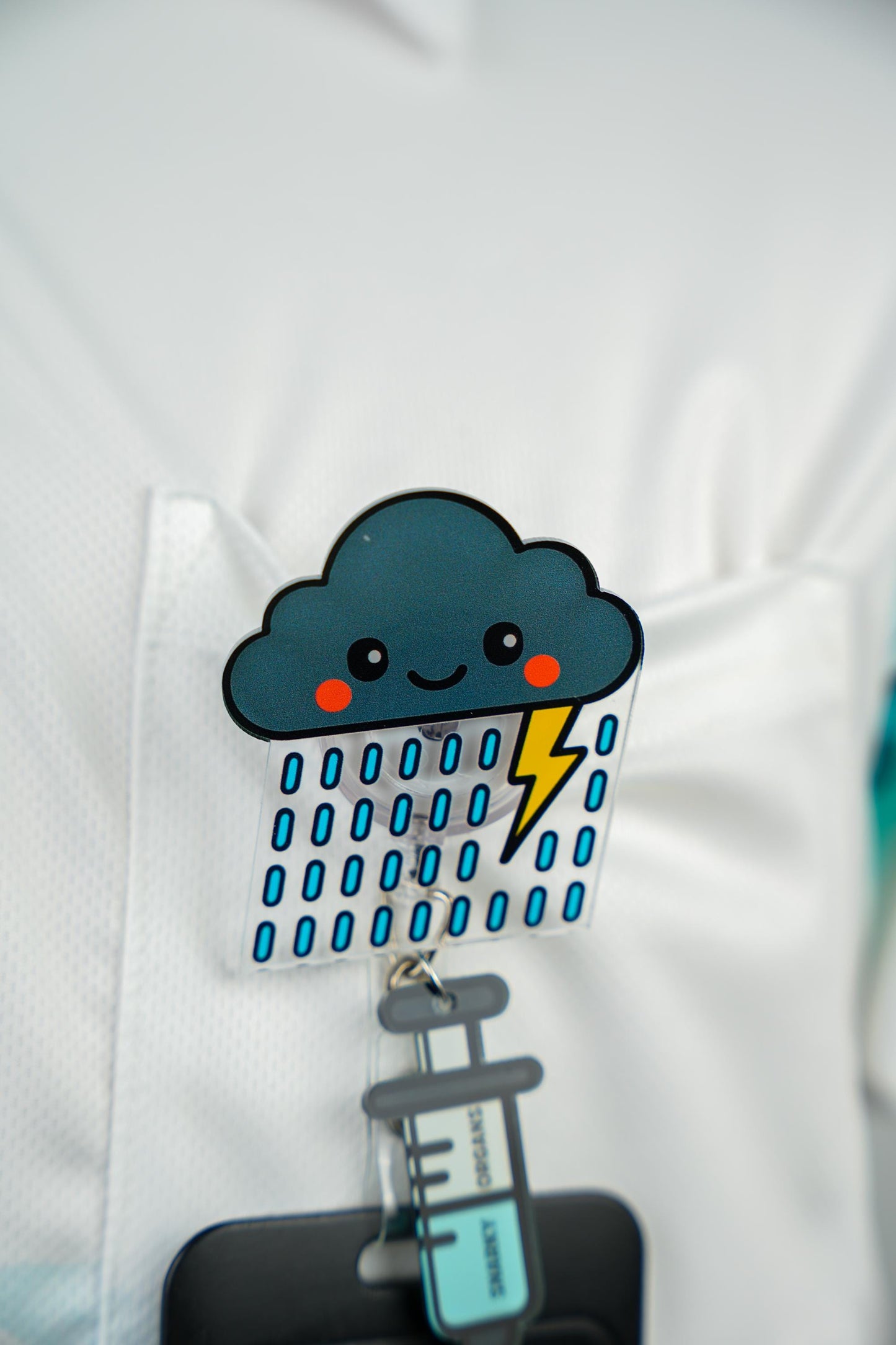 Black Cloud Badge Reel - Retractable Night Shift ID Holder
