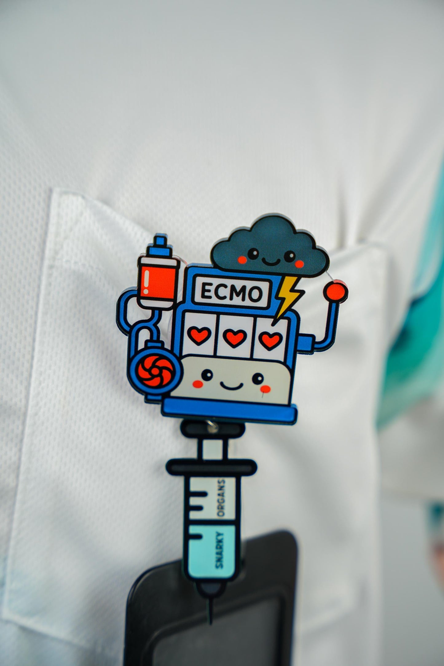 Cardiology ECMO Badge Reel - Retractable ICU ID Holder