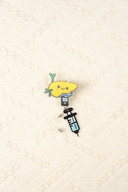 Pancreas Insulin Pump Badge Reel - Retractable Endocrinology ID Holder
