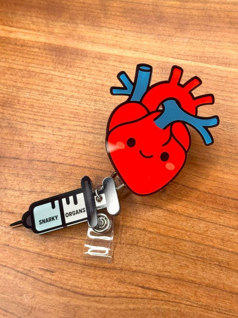 Heart Anime Badge Reel - Retractable Cardiology ID Holder