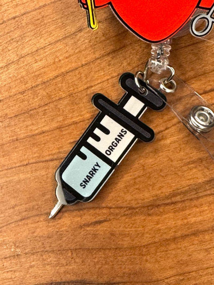 Cartoon Heart Badge Reel - Retractable Cardiology ID Holder