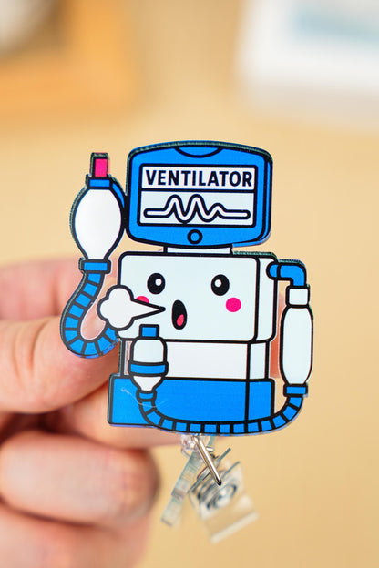 Ventilator Lung Badge Reel - Retractable Respiratory Therapy ID Holder