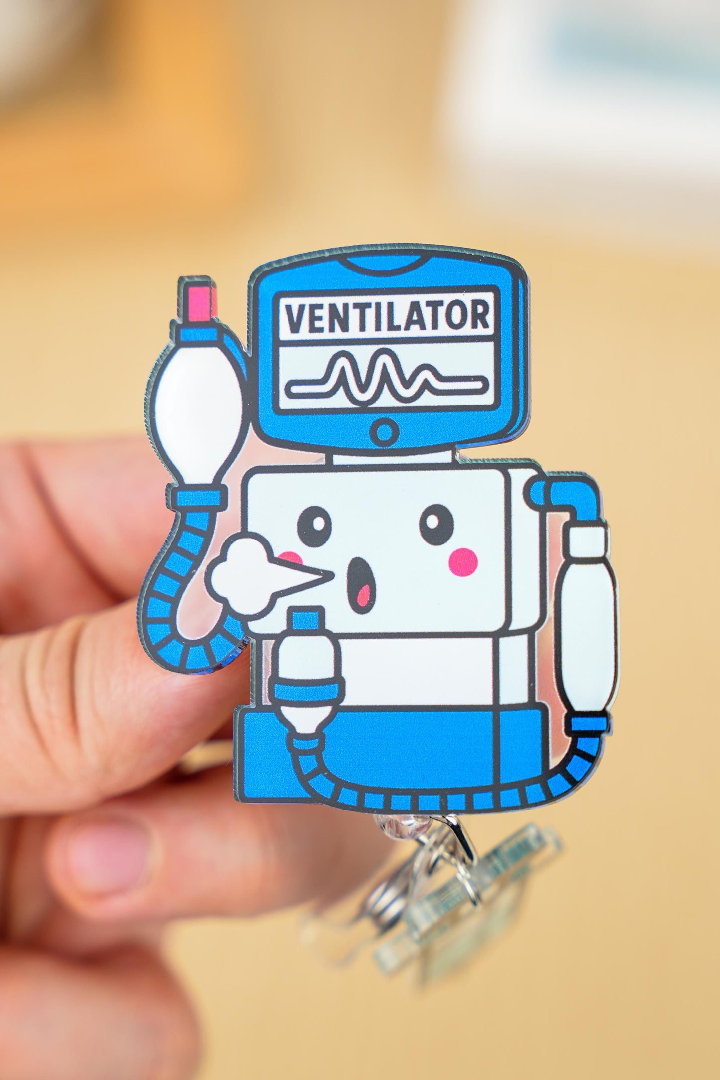 Ventilator Lung Badge Reel - Retractable Respiratory Therapy ID Holder
