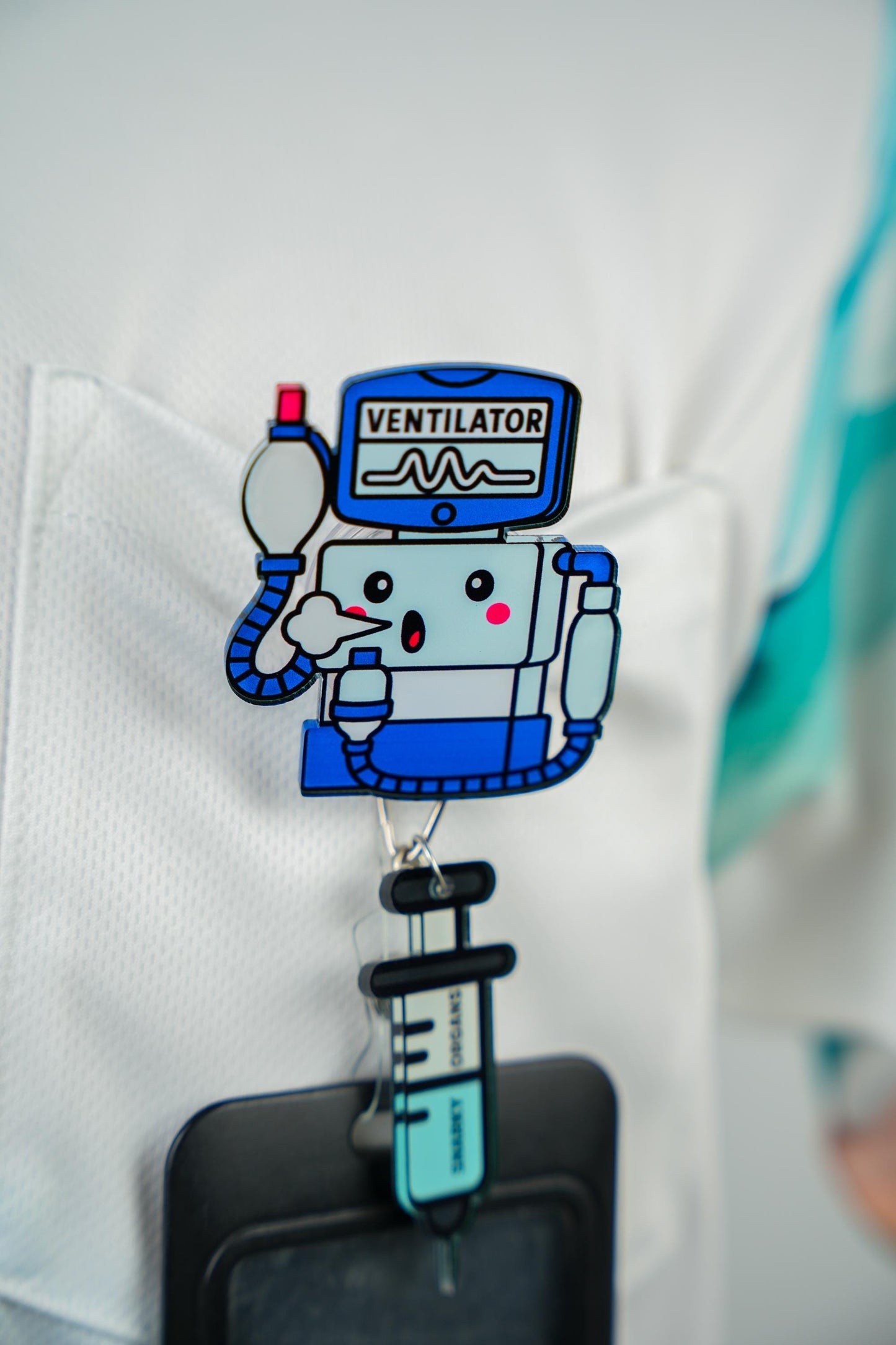 Ventilator Lung Badge Reel - Retractable Respiratory Therapy ID Holder