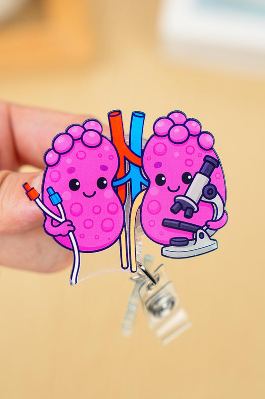 Kidney Nephrology Badge Reel - Retractable Nephrology ID Holder