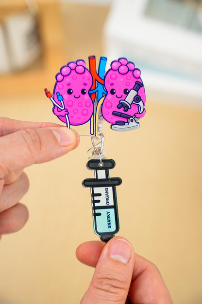 Kidney Nephrology Badge Reel - Retractable Nephrology ID Holder