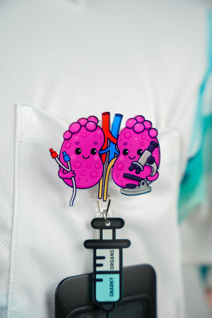 Kidney Nephrology Badge Reel - Retractable Nephrology ID Holder