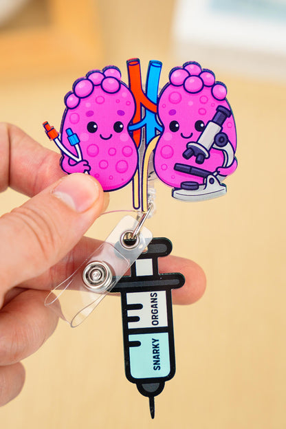 Kidney Nephrology Badge Reel - Retractable Nephrology ID Holder
