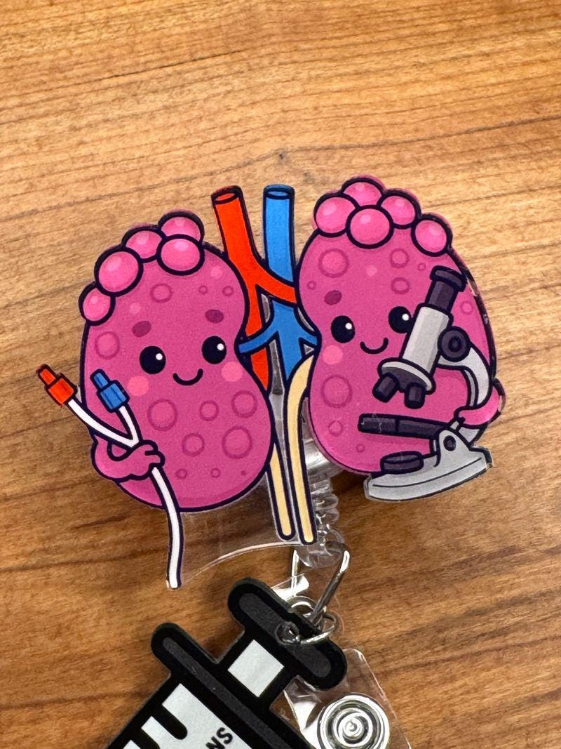 Kidney Nephrology Badge Reel - Retractable Nephrology ID Holder