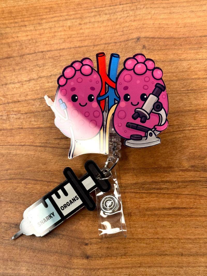 Kidney Nephrology Badge Reel - Retractable Nephrology ID Holder