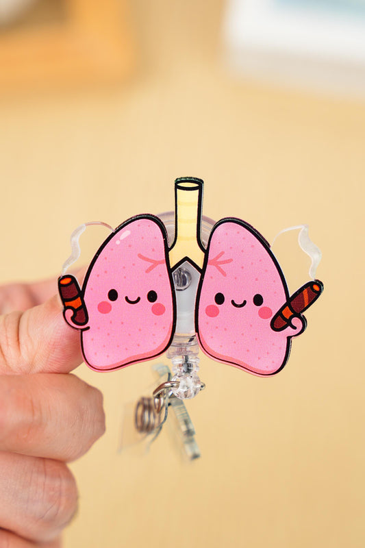 Lung Badge Reel - Retractable Respiratory Therapy ID Holder