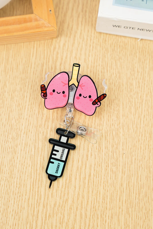 Lung Badge Reel - Retractable Respiratory Therapy ID Holder