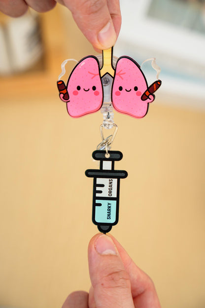 Lung Badge Reel - Retractable Respiratory Therapy ID Holder