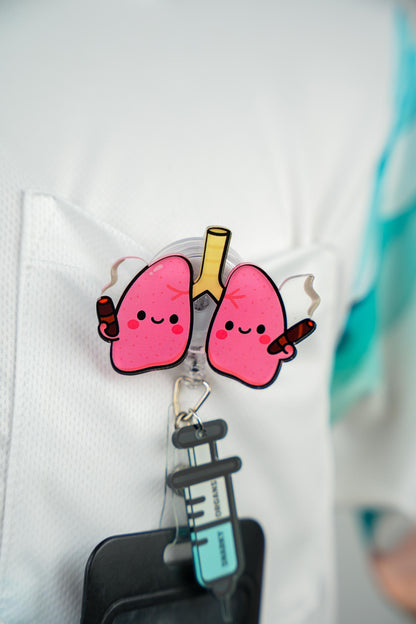Lung Badge Reel - Retractable Respiratory Therapy ID Holder