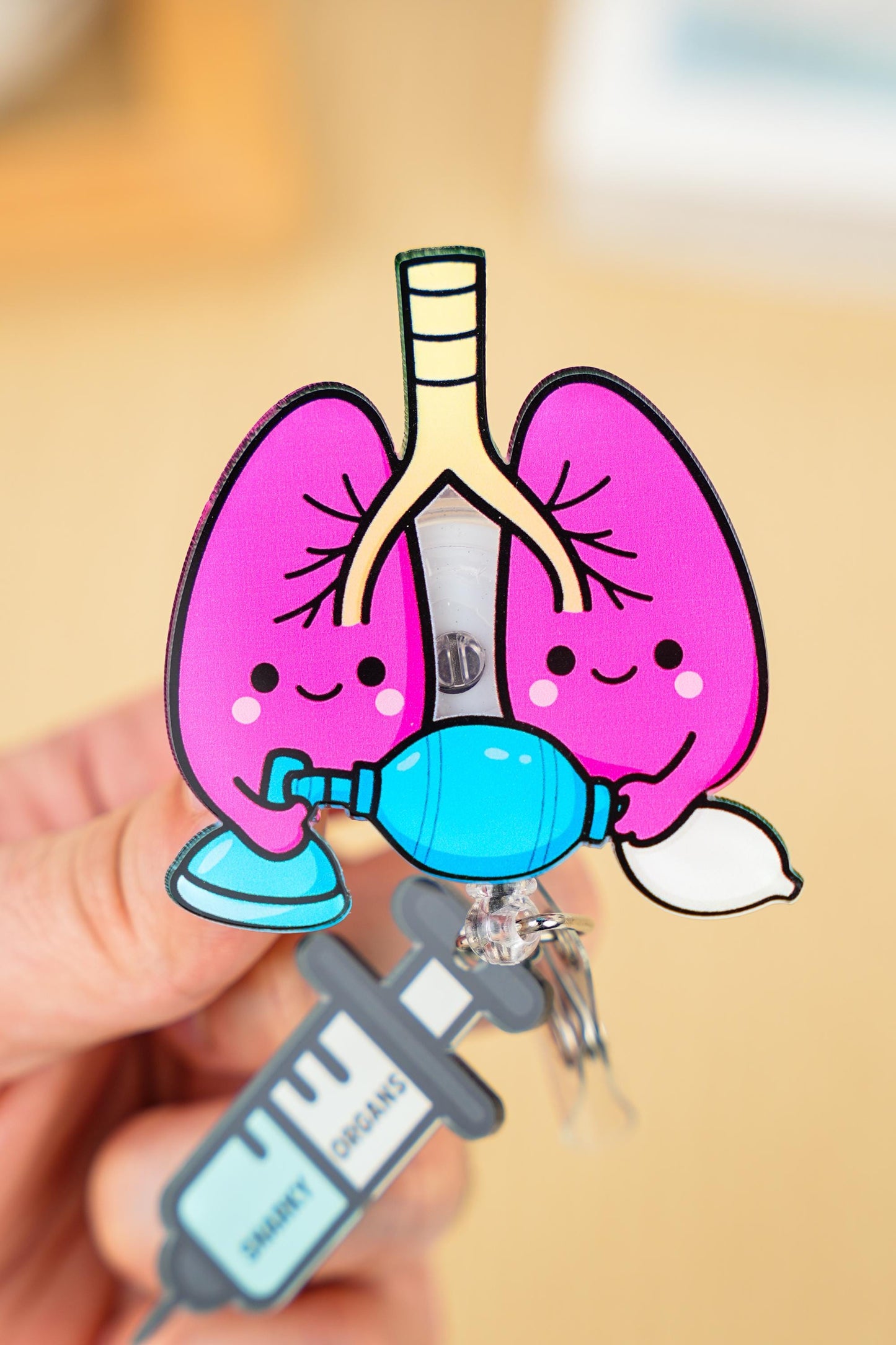 Lung Badge Reel - Retractable Respiratory Therapy ID Holder