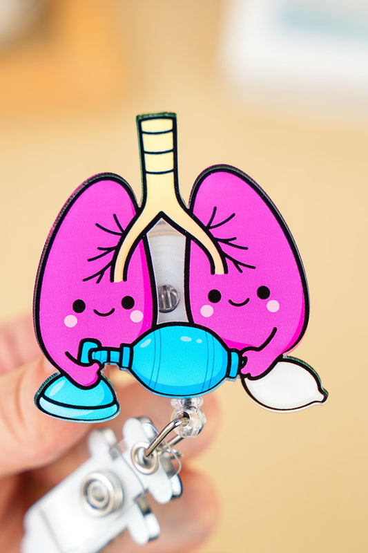 Lung Badge Reel - Retractable Respiratory Therapy ID Holder