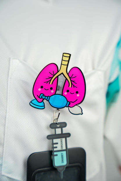 Lung Badge Reel - Retractable Respiratory Therapy ID Holder