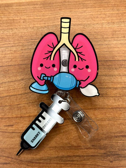 Lung Badge Reel - Retractable Respiratory Therapy ID Holder
