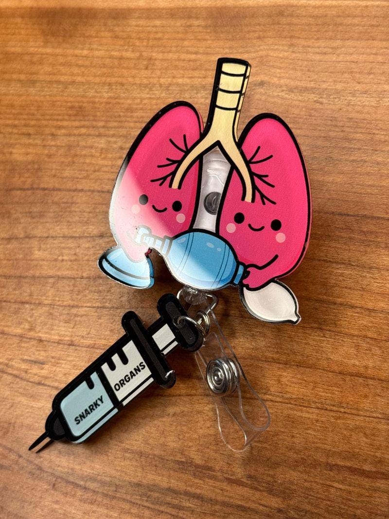 Lung Badge Reel - Retractable Respiratory Therapy ID Holder