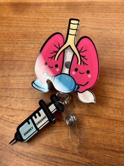 Lung Badge Reel - Retractable Respiratory Therapy ID Holder