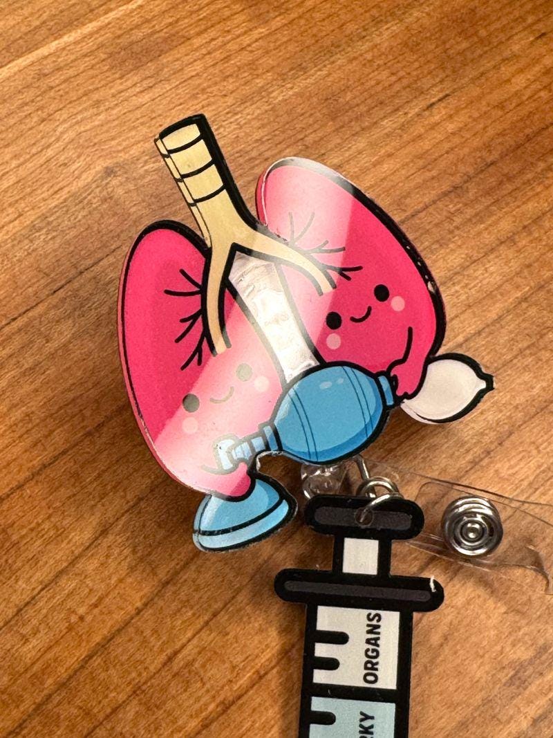 Lung Badge Reel - Retractable Respiratory Therapy ID Holder