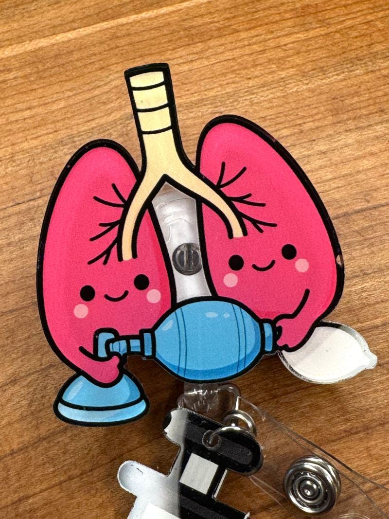Lung Badge Reel - Retractable Respiratory Therapy ID Holder