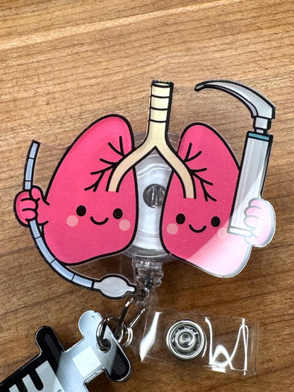 Lung Laryngoscope Badge Reel - Retractable RT ID Holder