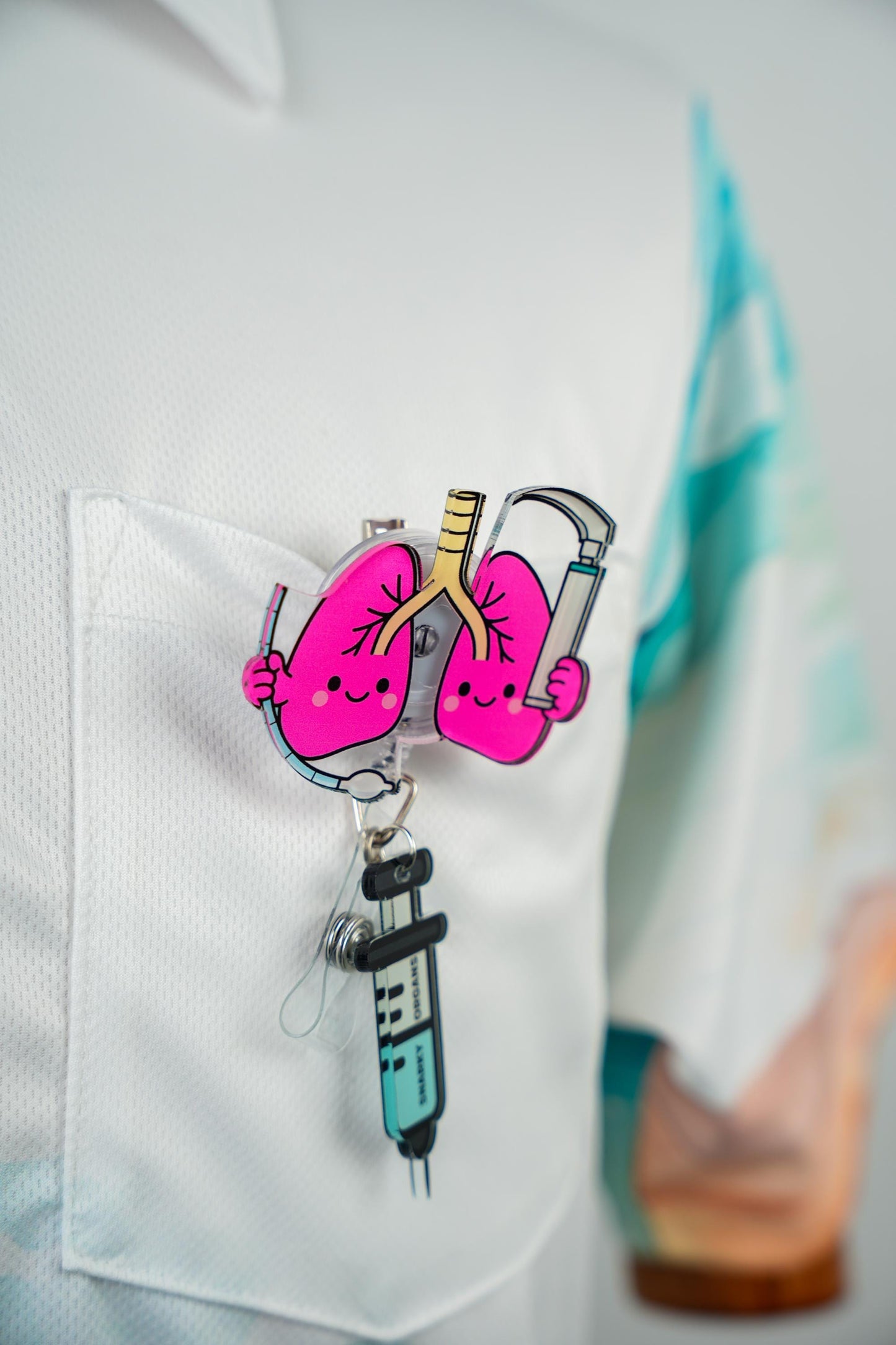 Lung Laryngoscope Badge Reel - Retractable RT ID Holder