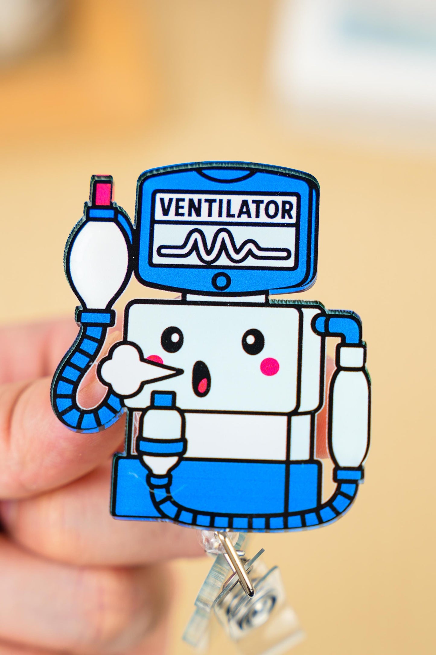 Ventilator Lung Badge Reel - Retractable Respiratory Therapy ID Holder