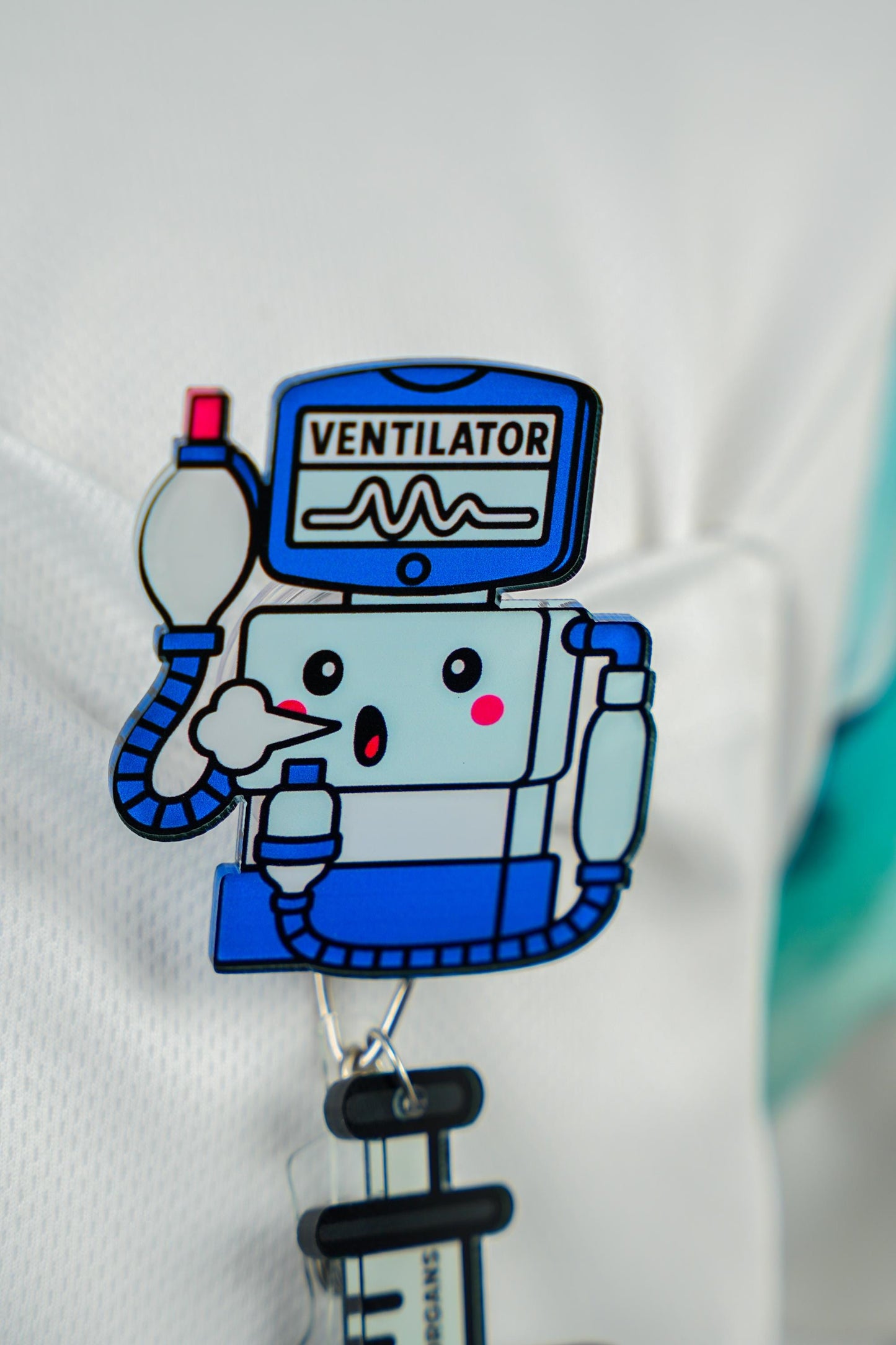 Ventilator Lung Badge Reel - Retractable Respiratory Therapy ID Holder
